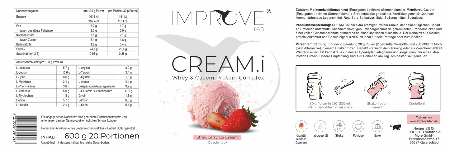 CREAM.i Strawberry Ice Cream (600g)