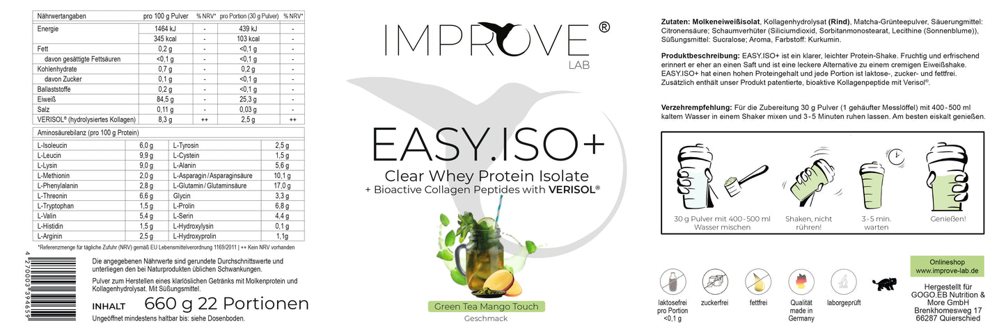 
                  
                    EASY.ISO+ GREEN TEA MANGO TOUCH WITH BIOACTIVE COLLAGEN PEPTIDES(660g)
                  
                